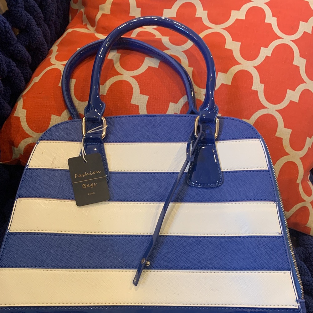 Striped Blue & White Purse NWT